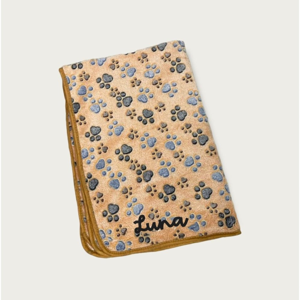 NWT Custom embroidered paw pet blanket